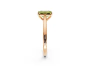 Solitaire Engagement Ring Setting for Fancy Yellow Emerald Cut Center with Narrow Cathedral Band and Prong Head in Rose Gold