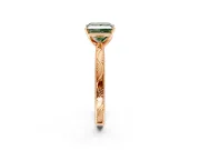 Solitaire Engagement Ring Setting for Fancy Green Princess Cut Center with Engraved Milgrain Band and Prong Head in Rose Gold