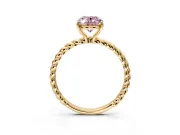 Solitaire Engagement Ring Setting for Fancy Pink Oval Center with 2-Strand Rope Twist Band and Prong Head in Yellow Gold