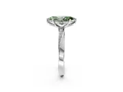 Side Accent Engagement Ring Setting for Fancy Green Marquise Center with Accent Shoulders and Prong Head in Platinum