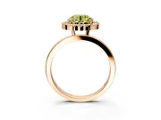 Halo Engagement Ring Setting for Fancy Yellow Round Cut Center with Thin Plain Band and Prong Head in Rose Gold