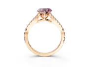 Solitaire Engagement Ring Setting for Fancy Pink Heart-Shaped Center with Pave Split Shank and Prong Head in Rose Gold