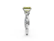 Solitaire Engagement Ring Setting for Fancy Yellow Emerald Cut Center with Half-Pave Crossover Band and Prong Head in Platinum