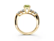 5 Stone Engagement Ring Setting for Fancy Yellow Emerald Cut Center with Graduated Accents and Prong Head in Yellow Gold