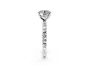 Solitaire Engagement Ring Setting for Round Cut Center with Micro Pave Band and Prong Head in Platinum