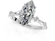 Solitaire Engagement Ring Setting for Marquise Center with Bezel Station Band and Prong Head in Platinum