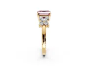 Floral Engagement Ring Setting for Fancy Pink Asscher Cut Center with Marquise Cluster Shoulders and Prong Head in Yellow Gold