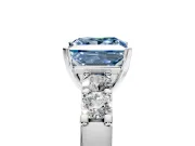 5 Stone Engagement Ring Setting for Fancy Blue Princess Cut Center with Plain Band and Prong Head in Sterling Silver