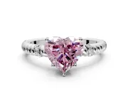 Rope Engagement Ring Setting for Fancy Pink Heart-Shaped Center with Accent Shoulders and Prong Head in Sterling Silver