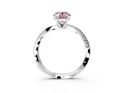 Side Accent Engagement Ring Setting for Fancy Pink Oval Center with Accent Shoulders and Prong Head in Platinum