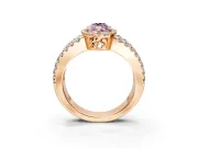 Halo Engagement Ring Setting for Fancy Pink Marquise Center with Wide-Open Pave Split Shank and Prong Head in Rose Gold