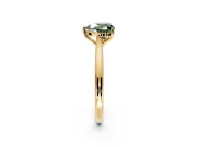 Solitaire Engagement Ring Setting for Fancy Green Heart-Shaped Center with Narrow Cathedral Band and Prong Head in Yellow Gold