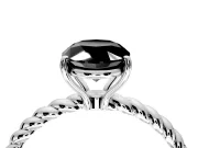 Solitaire Engagement Ring Setting for Fancy Black Oval Center with 2-Strand Rope Twist Band and Prong Head in White Gold