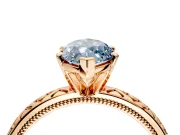 Solitaire Engagement Ring Setting for Fancy Blue Marquise Center with Milgrain X Pattern Band and Prong Head in Rose Gold