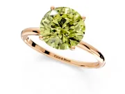 Solitaire Engagement Ring Setting for Fancy Yellow Round Cut Center with Straight Thin Band and Prong Head in Rose Gold