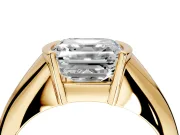 Tension Engagement Ring Setting for Asscher Cut Center with Wide Tapered Band and Tension Head in Yellow Gold