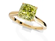 Solitaire Engagement Ring Setting for Fancy Yellow Cushion Cut Center with Narrow Cathedral Band and Prong Head in Yellow Gold