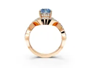 Halo Engagement Ring Setting for Fancy Blue Cushion Cut Center with Pave Infinity Twist Band and Prong Head in Rose Gold