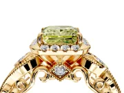 Milgrain Halo Engagement Ring Setting for Fancy Yellow Princess Cut Center with Shoulder Bezels and Prong Head in Yellow Gold