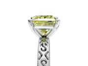 Solitaire Engagement Ring Setting for Fancy Yellow Princess Cut Center with Scrollwork Band and Prong Head in White Gold