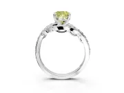 Solitaire Engagement Ring Setting for Fancy Yellow Cushion Cut Center with Pave Bypass Twist Band and Prong Head in Sterling Silver