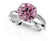 Solitaire Engagement Ring Setting for Fancy Pink Round Cut Center with Pave and Plain Crossover Band and Prong Head in Sterling Silver