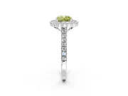 Milgrain Floral Halo Engagement Ring Setting for Fancy Yellow Cushion Cut Center with Pave Band and Prong Head in Sterling Silver