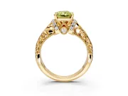 Solitaire Engagement Ring Setting for Fancy Yellow Radiant Cut Center with Filigree Accent Basket and Prong Head in Yellow Gold