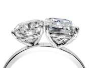 Cushion Cut and Emerald Cut Lab-Grown Diamond Toi et Moi Engagement Ring with Prong-Set Stones in Sterling Silver