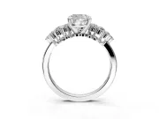 Cluster Engagement Ring Setting for Cushion Cut Center with 2-Row Shoulder Clusters and Prong Head in Platinum