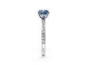 Solitaire Engagement Ring Setting for Fancy Blue Cushion Cut Center with Fine Pave Band and Prong Head in Sterling Silver