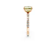 Solitaire Engagement Ring Setting for Fancy Yellow Princess Cut Center with Pave Accents and Prong Head in Rose Gold