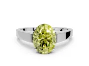 Solitaire Engagement Ring Setting for Fancy Yellow Oval Center with Tapered Split Shoulders and Prong Head in Platinum