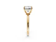 Minimalist Solitaire Engagement Ring Setting for Princess Cut Center with Thin Band and Prong Head in Yellow Gold