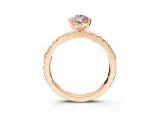 Solitaire Engagement Ring Setting for Fancy Pink Pear-Shaped Center with Fine Pave Band and Claw Prong Head in Rose Gold