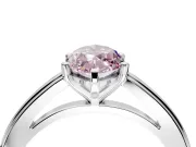 Solitaire Engagement Ring Setting for Fancy Pink Marquise Center with Flat-Sided Plain Band and Prong Head in Sterling Silver