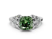 Leaf Cluster Engagement Ring Setting for Fancy Green Cushion Cut Center with Marquise Accents and Prong Head in Platinum