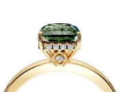 Solitaire Engagement Ring Setting for Fancy Green Radiant Cut Center with Fine Wire Band and Prong Head in Yellow Gold