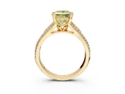 Solitaire Engagement Ring Setting for Fancy Yellow Princess Cut Center with Pave Rail Split Shank and Prong Head in Yellow Gold
