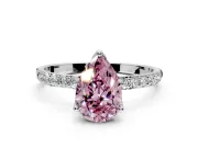 Solitaire Engagement Ring Setting for Fancy Pink Pear-Shaped Center with Fine Pave Accents and Prong Head in Platinum