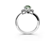3 Stone Engagement Ring Setting for Fancy Green Marquise Center with Wide Plain Band and Prong Head in Sterling Silver