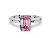 Solitaire Engagement Ring Setting for Fancy Pink Emerald Cut Center with Wire Band and Prong Head in Platinum