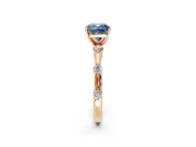 Solitaire Engagement Ring Setting for Fancy Blue Cushion Cut Center with Bezel Station Band and Prong Head in Rose Gold