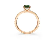 Solitaire Engagement Ring Setting for Fancy Green Emerald Cut Center with Fine Pave Band and Prong Head in Rose Gold