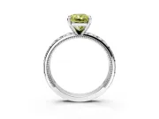 Solitaire Engagement Ring Setting for Fancy Yellow Radiant Cut Center with XO Engraved Band and Prong Head in White Gold