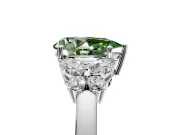 Solitaire Engagement Ring Setting for Fancy Green Pear-Shaped Center with Marquise Flower Shoulders and Prong Head in Platinum