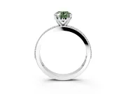 Milgrain Pave Engagement Ring Setting for Fancy Green Oval Center with Accent Band and Prong Head in White Gold