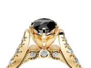Solitaire Engagement Ring Setting for Fancy Black Marquise Center with Pave Cathedral Shoulders and Prong Head in Yellow Gold