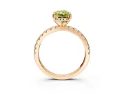 Solitaire Engagement Ring Setting for Fancy Yellow Radiant Cut Center with Band of Accents and Prong Head in Rose Gold