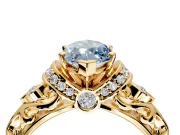 Solitaire Engagement Ring Setting for Fancy Blue Marquise Center with Filigree Band and Prong Head in Yellow Gold